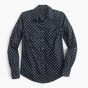 J.Crew Perfect Shirt in Foil Dot Navy Silver